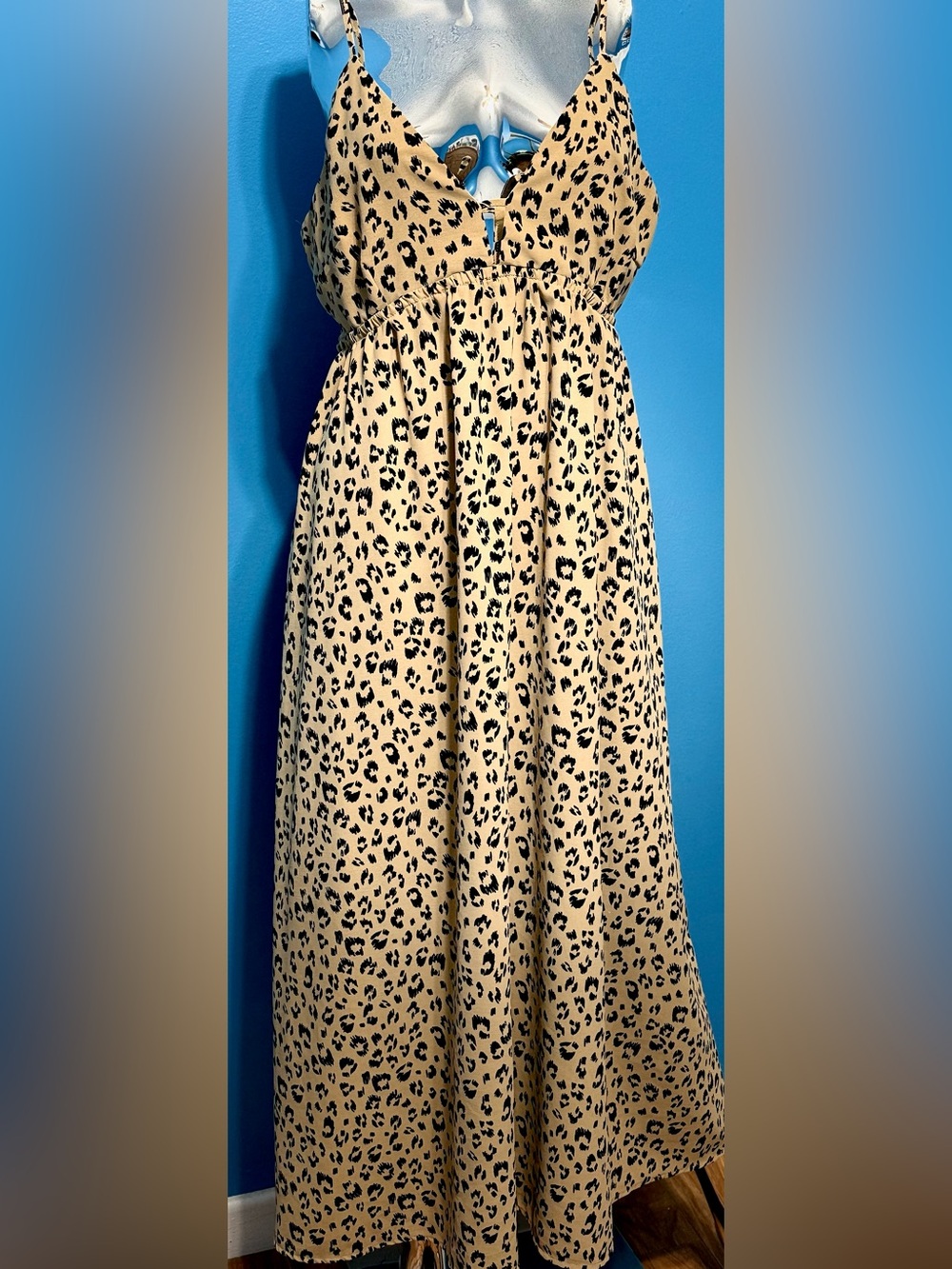 a new day Beige and Black Leopard Print Maxi Skirt